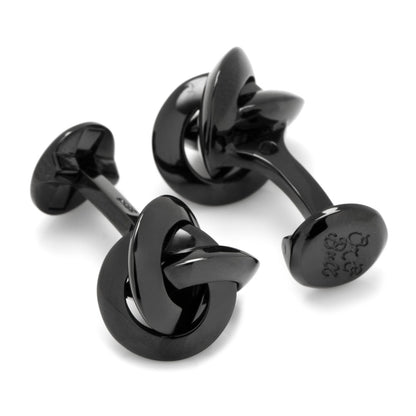 Sterling Silver Black Knot Cufflinks by Cufflinks.com