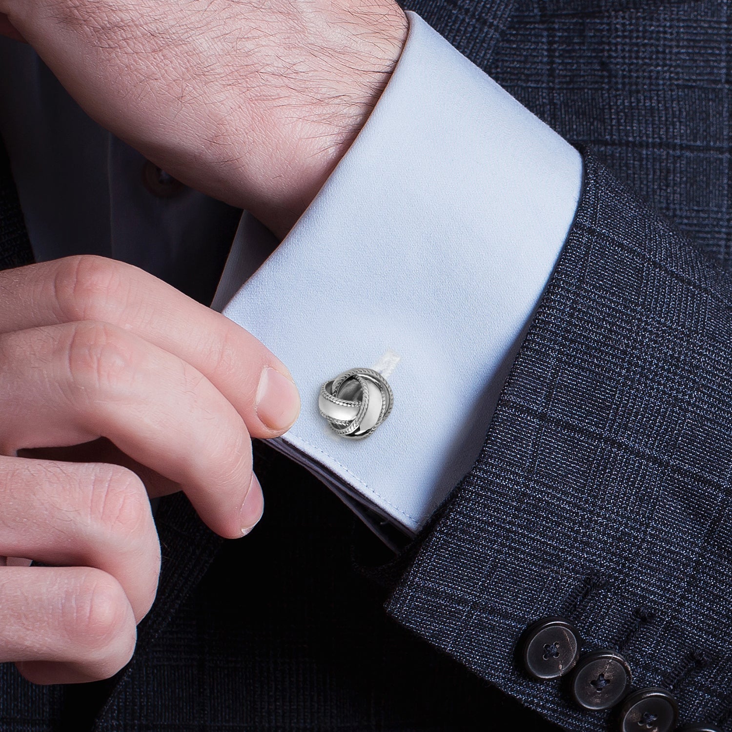 Sterling Silver Braided Knot Cufflinks by Cufflinks.com