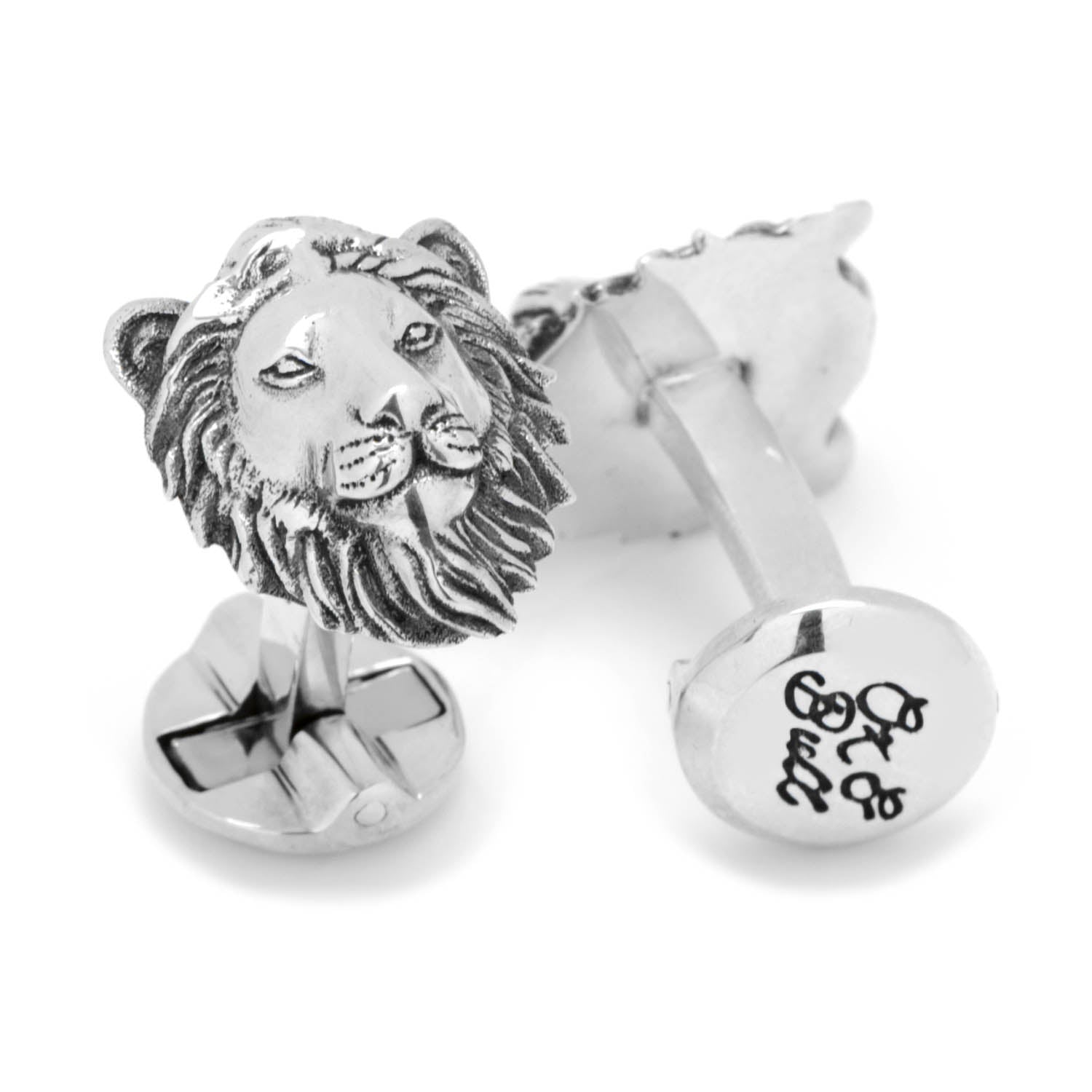Sterling Silver Lion Head Cufflinks by Cufflinks.com