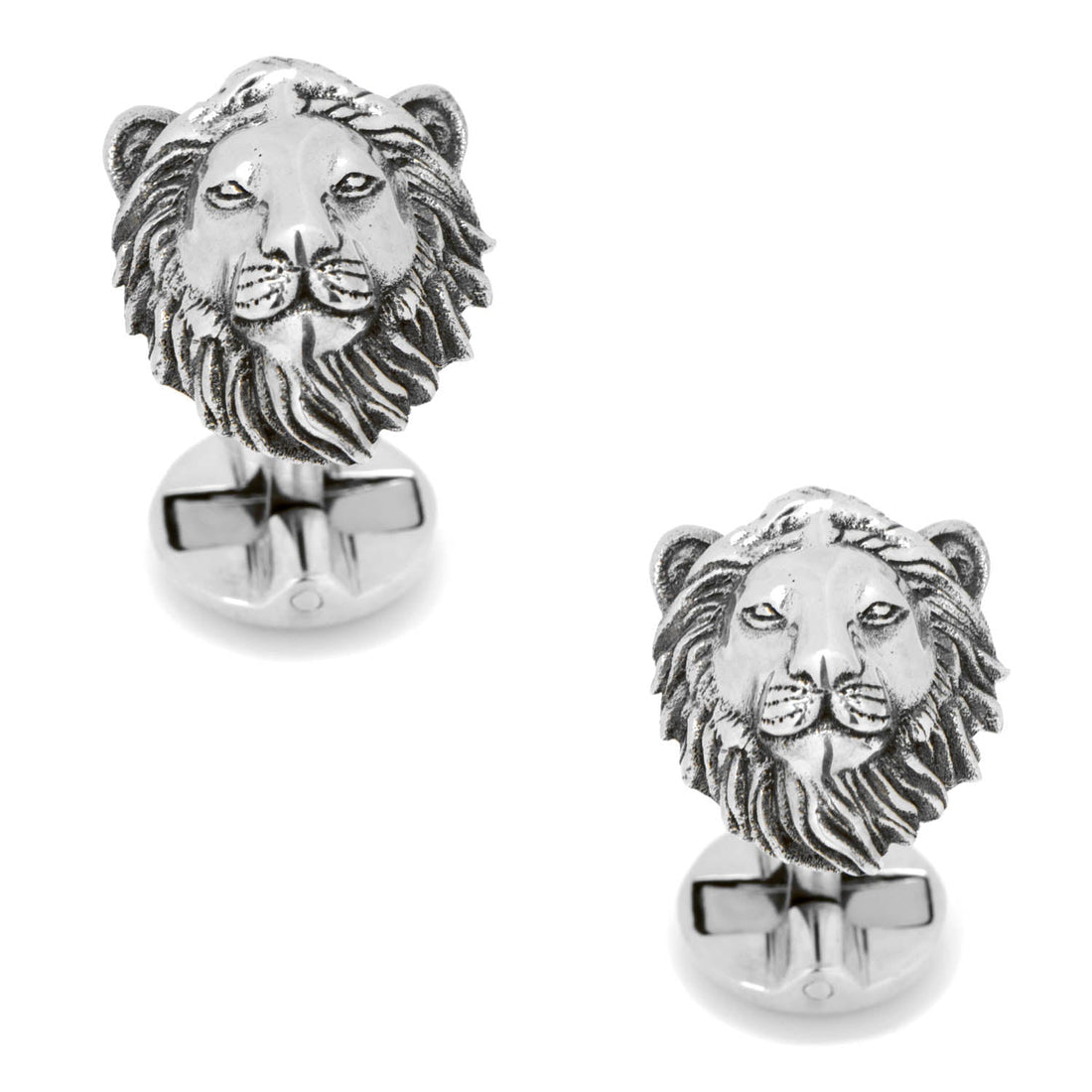 Sterling Silver Lion Head Cufflinks by Cufflinks.com