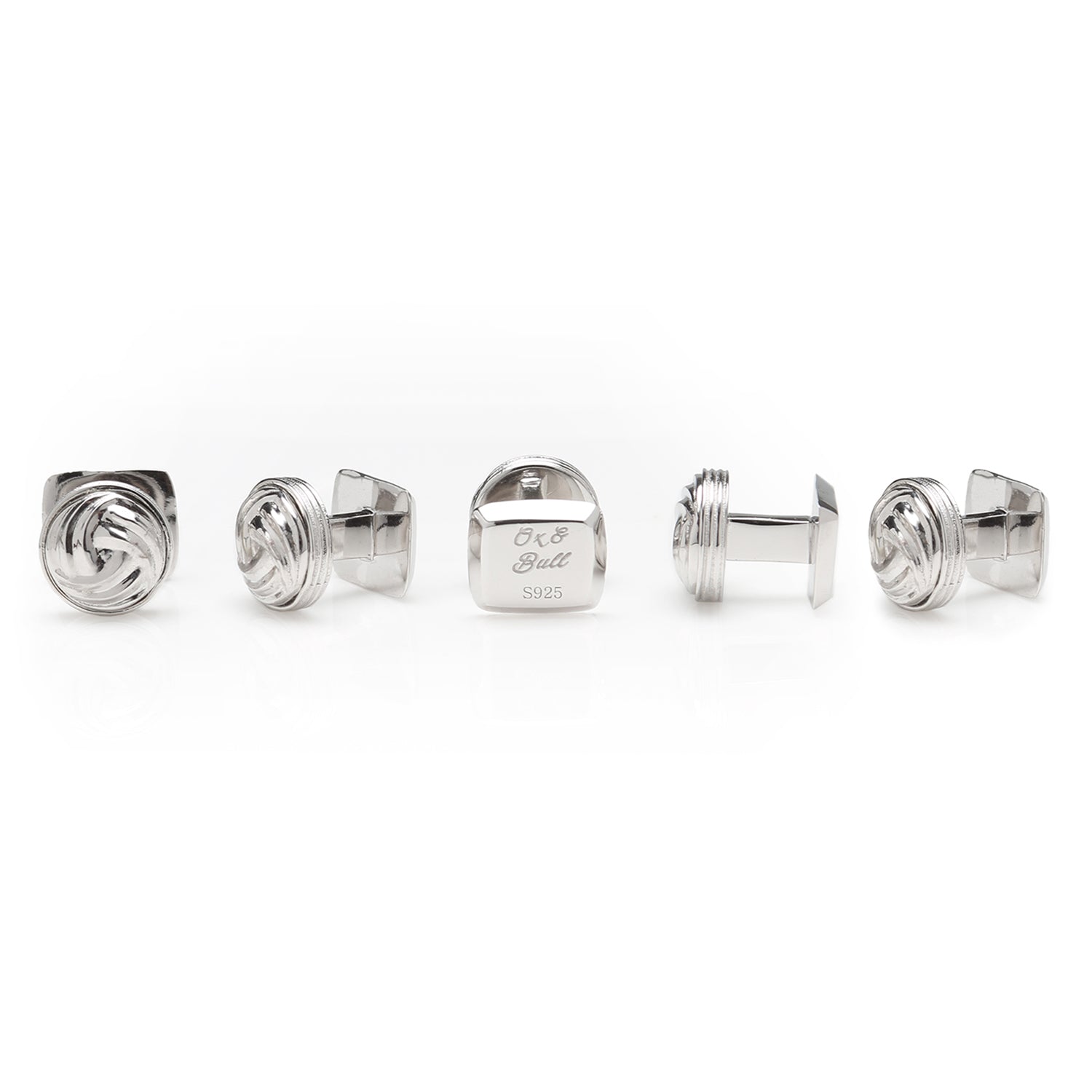 Modern Knot Sterling Silver 5-Studs by Cufflinks.com