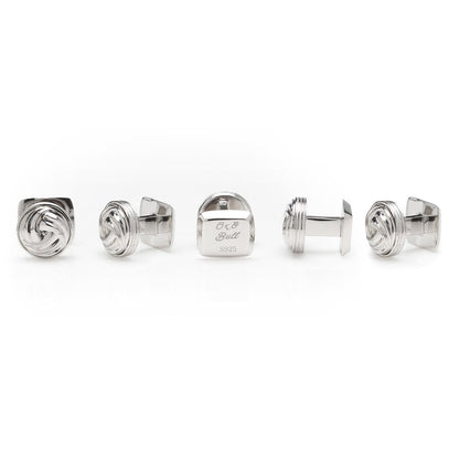 Modern Knot Sterling Silver 5-Studs by Cufflinks.com