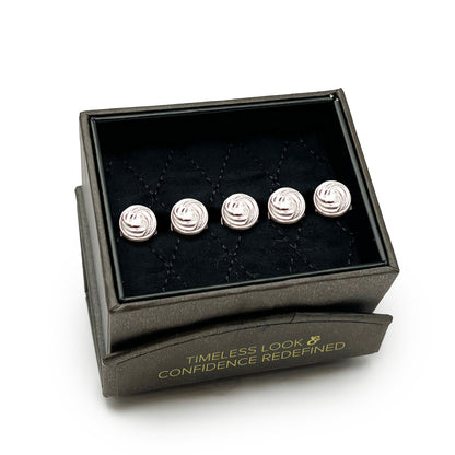 Modern Knot Sterling Silver 5-Studs by Cufflinks.com