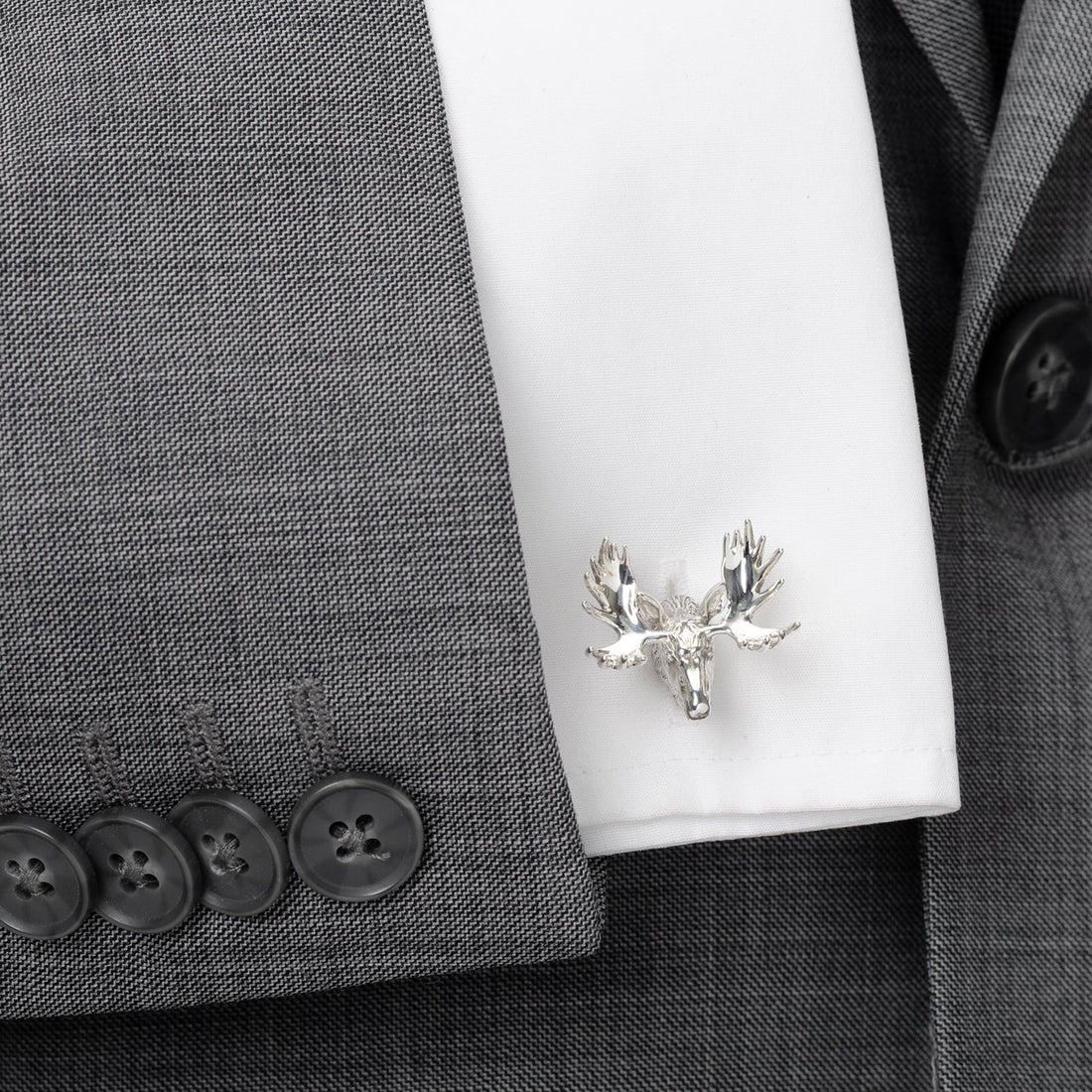 Antique Sterling Silver Moose Cufflinks by Cufflinks.com