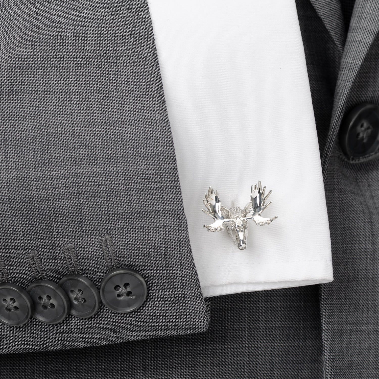 Antique Sterling Silver Moose Cufflinks by Cufflinks.com