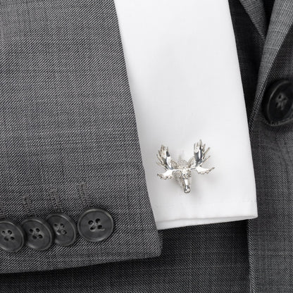 Antique Sterling Silver Moose Cufflinks by Cufflinks.com