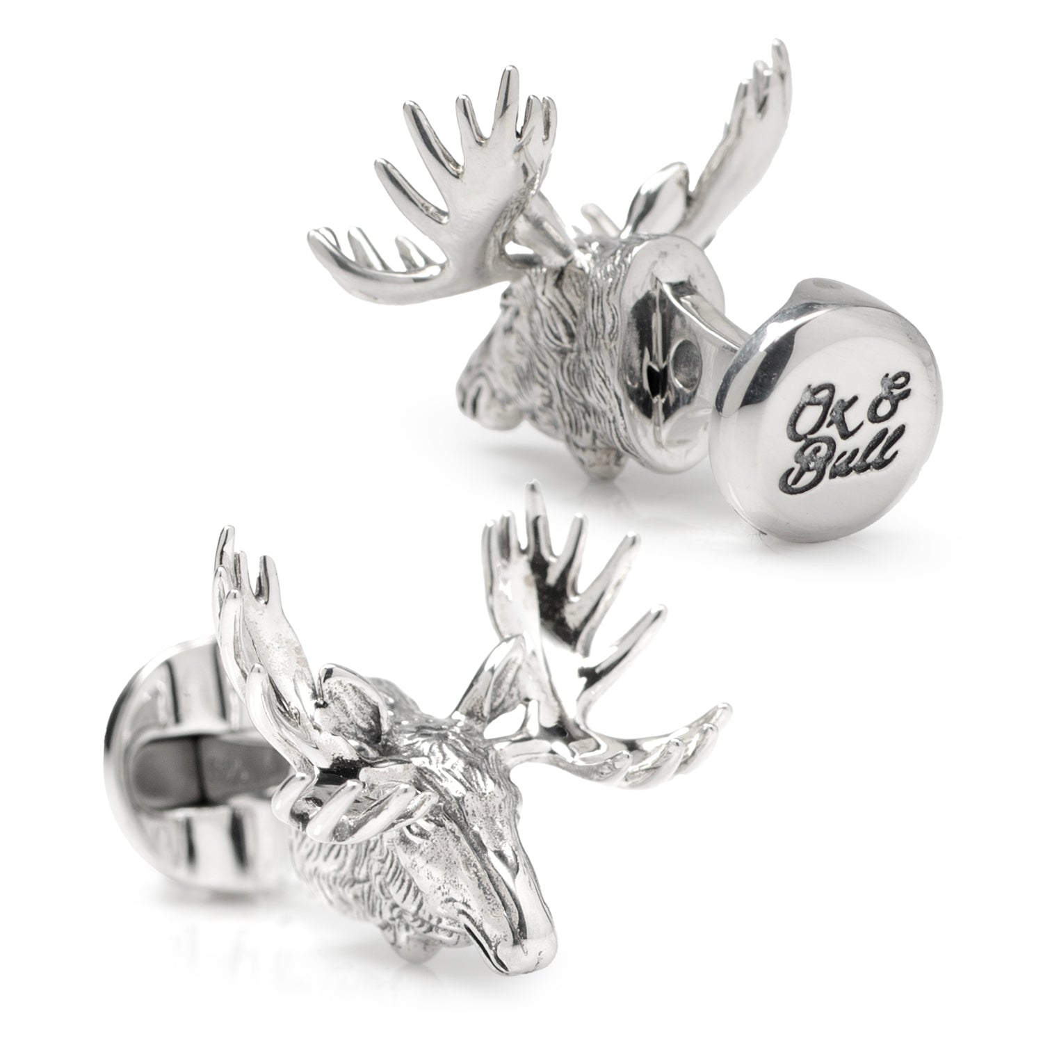 Antique Sterling Silver Moose Cufflinks by Cufflinks.com
