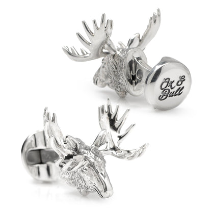 Antique Sterling Silver Moose Cufflinks by Cufflinks.com