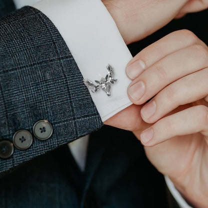 Antique Sterling Silver Moose Cufflinks by Cufflinks.com