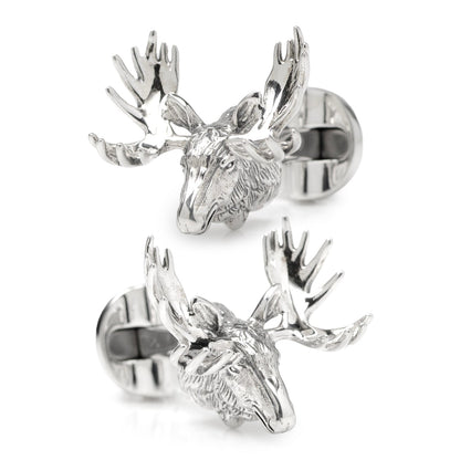 Antique Sterling Silver Moose Cufflinks by Cufflinks.com