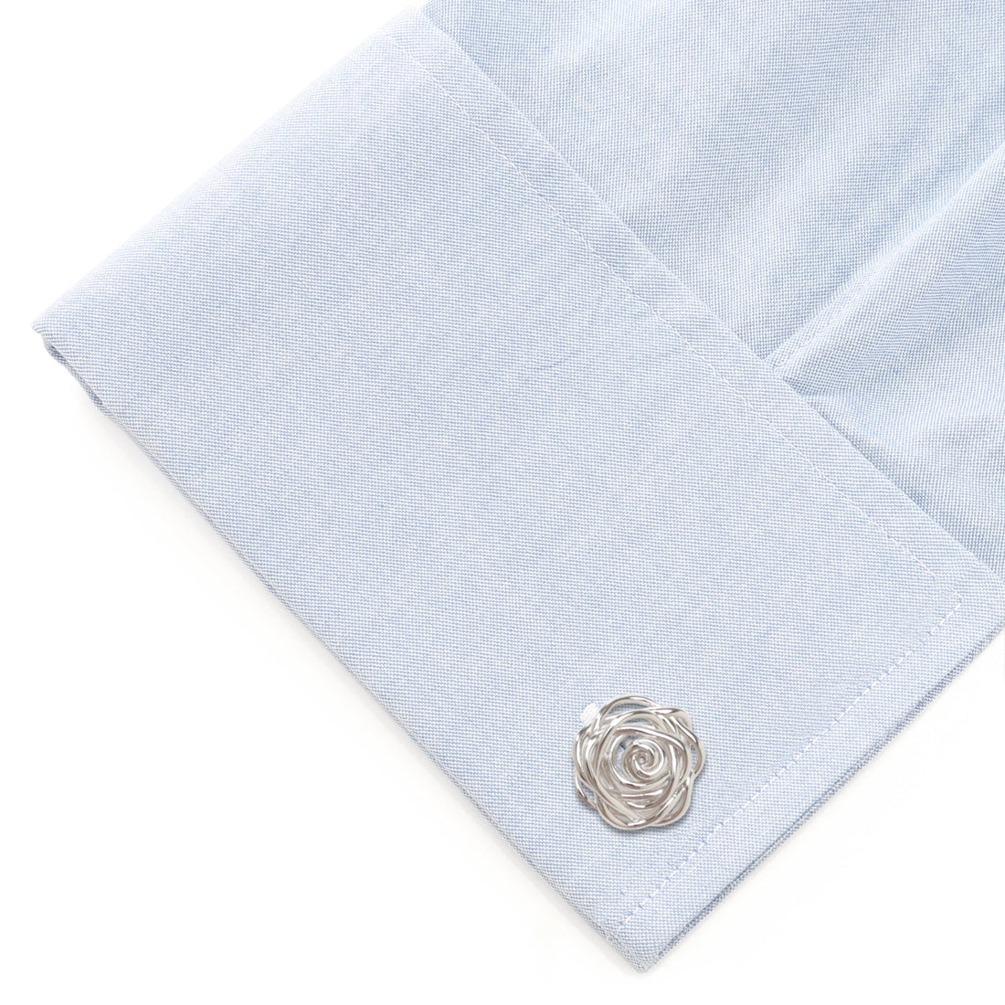 Sterling Silver Rhodium Plated Rose Cufflinks by Cufflinks.com
