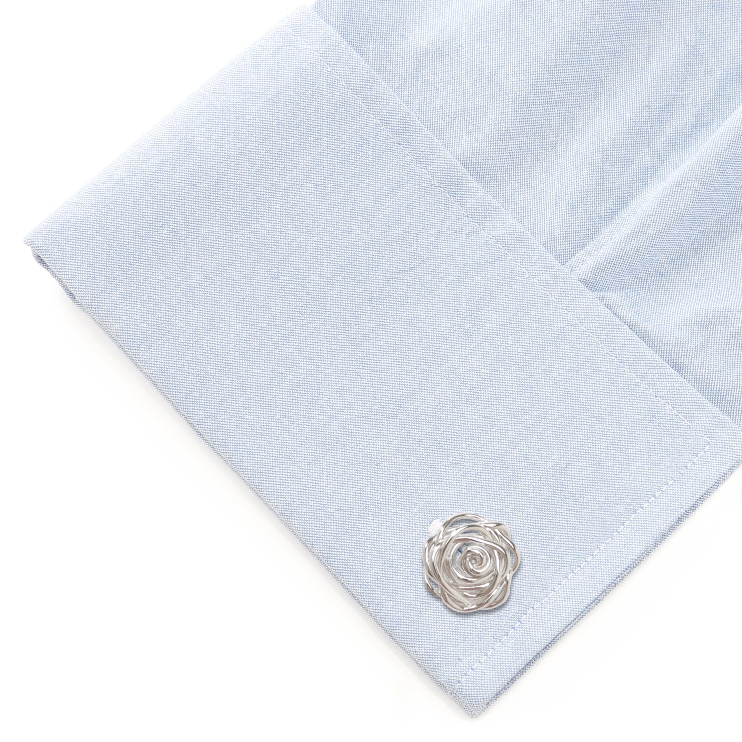 Sterling Silver Rhodium Plated Rose Cufflinks by Cufflinks.com