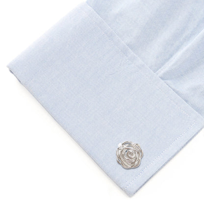Sterling Silver Rhodium Plated Rose Cufflinks by Cufflinks.com