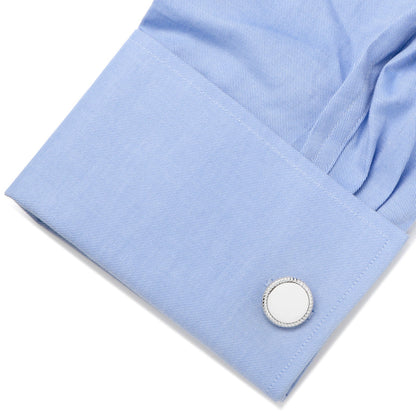 Sterling Silver Rope Border Engravable Round Cufflinks by Cufflinks.com
