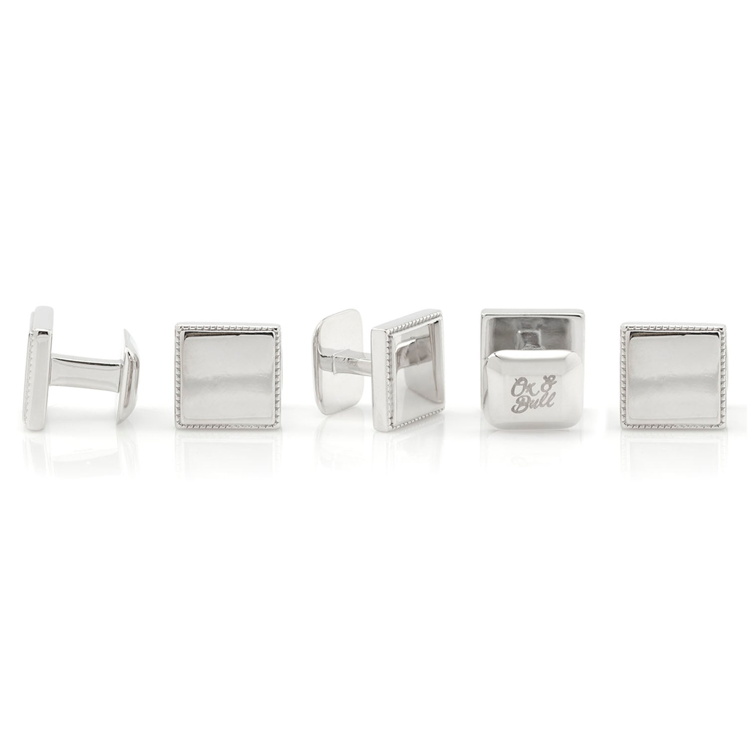 Sterling Silver Rope Square 5-Studs by Cufflinks.com