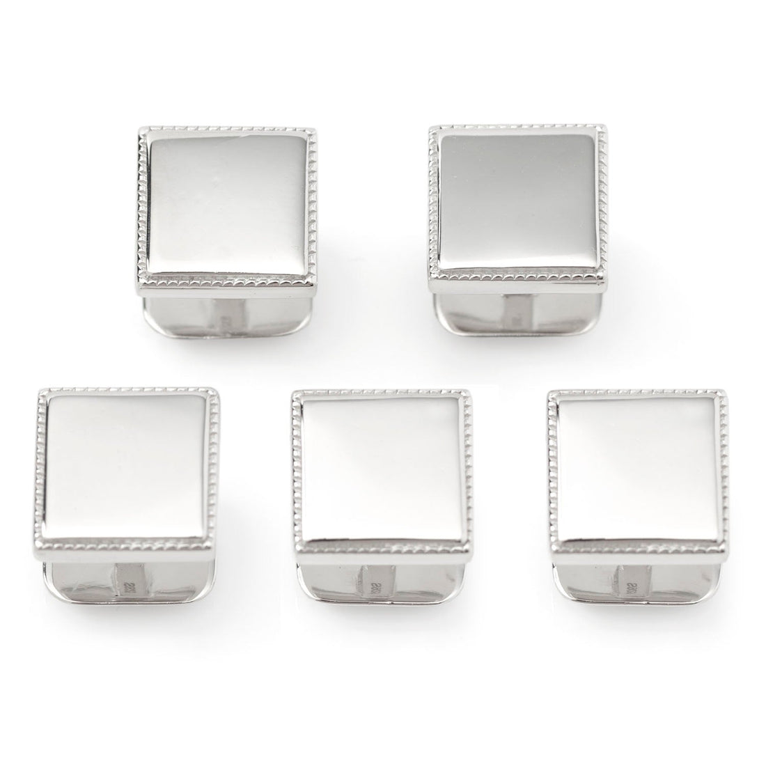 Sterling Silver Rope Square 5-Studs by Cufflinks.com