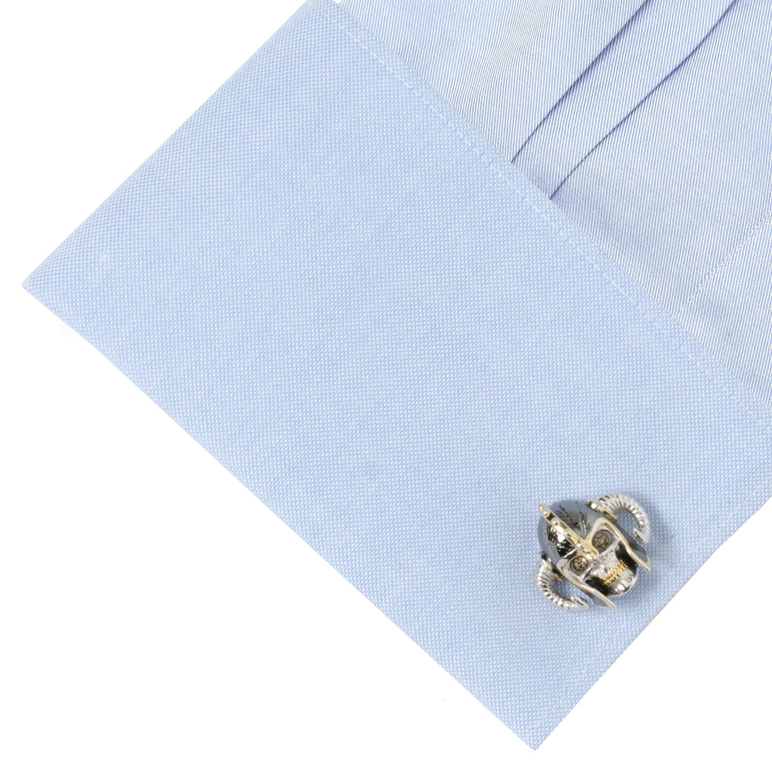 Sterling Silver with 14K Vermeil Gold Viking Helmet 3D Cufflinks by Cufflinks.com