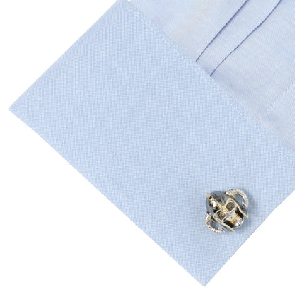 Sterling Silver with 14K Vermeil Gold Viking Helmet 3D Cufflinks by Cufflinks.com