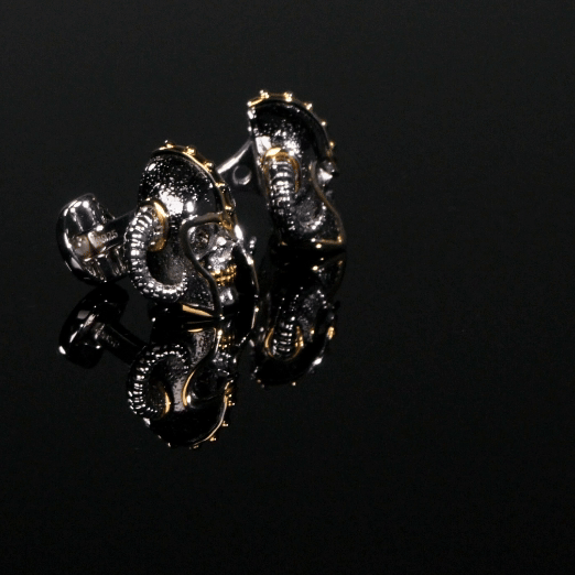 Sterling Silver with 14K Vermeil Gold Viking Helmet 3D Cufflinks by Cufflinks.com