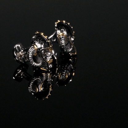 Sterling Silver with 14K Vermeil Gold Viking Helmet 3D Cufflinks by Cufflinks.com