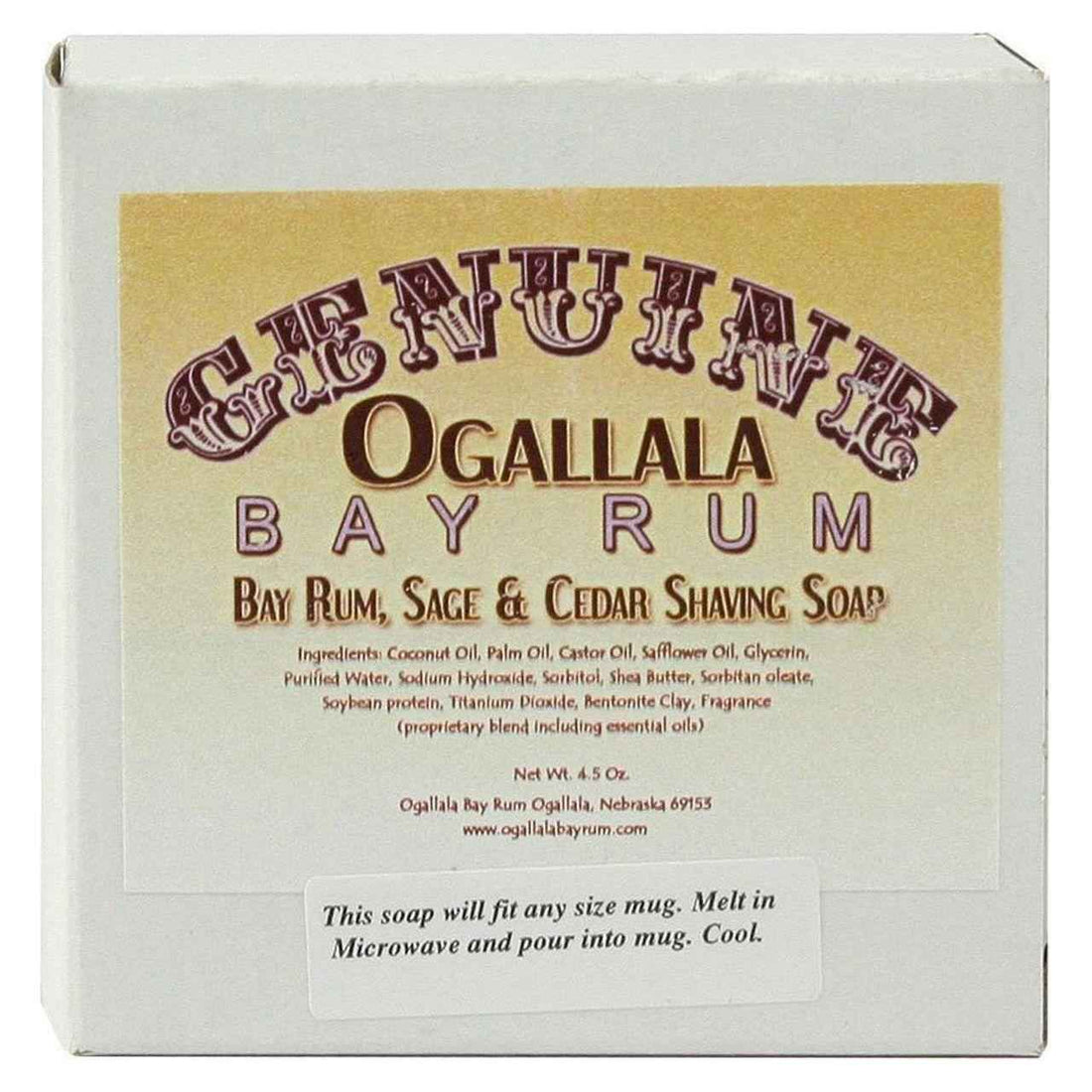 Ogallala Bay Rum, Sage &amp; Cedar Shaving Soap 4.5 Oz