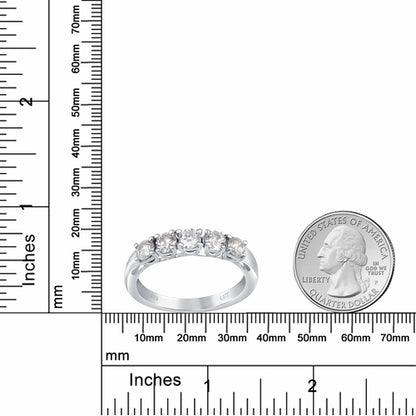 White Moissanite 5-Stone Ring Sterling Silver - Lab Grown Diamond Alternative Wedding Band