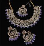 Joban Fashion Lavender Stone Work Necklace Set
