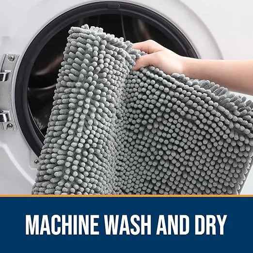 OLANLY Dog Door Mat for Muddy Paws 30x20, Absorbs Moisture and Dirt, Absorbent Non-Slip Washable Doormat, Quick Dry Chenille Mud Mat for Dogs, Entry Indoor Entryway Carpet for Inside Floor, Grey