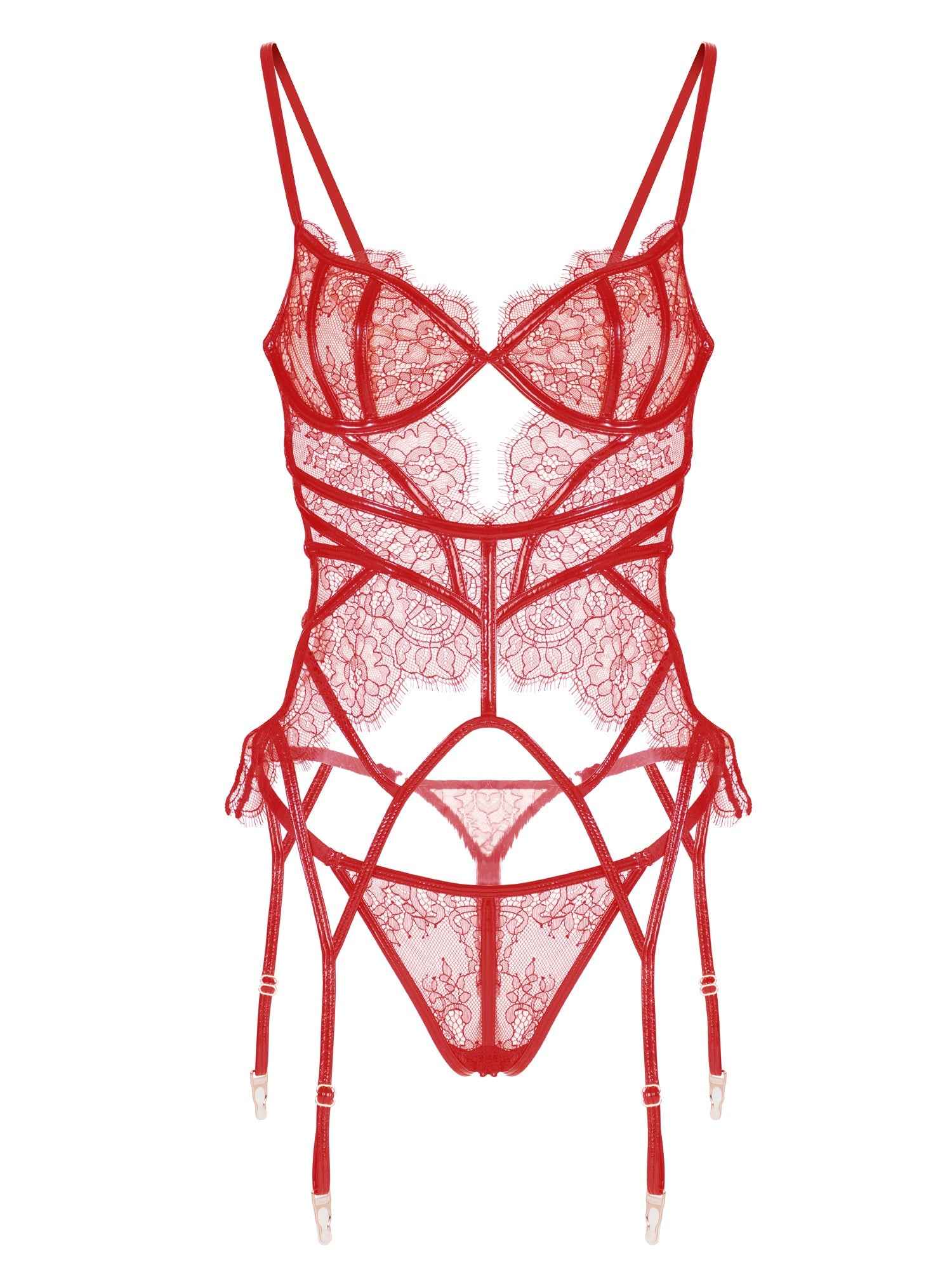 Red Patent Leather Lingerie Set