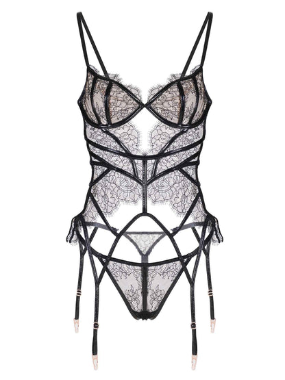 Seductive Black Patent Leather Lingerie Set