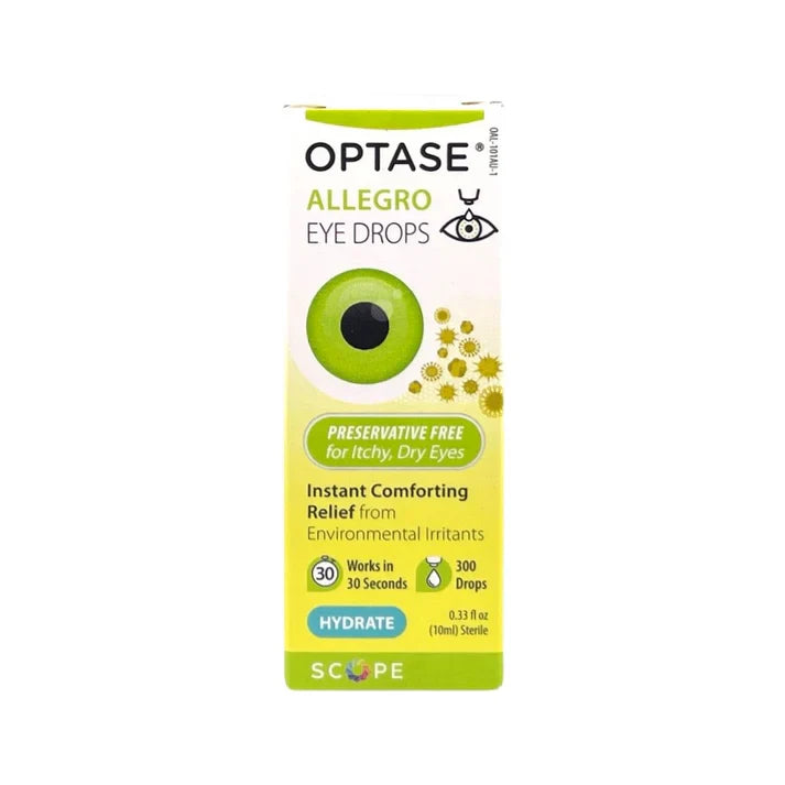 Optase Allegro Eye Drops for Dry Eyes - Eye Drops for Allergies and Eye Itching Symptom Relief - Lub 0.33 Oz by Pasteur Pharmacy