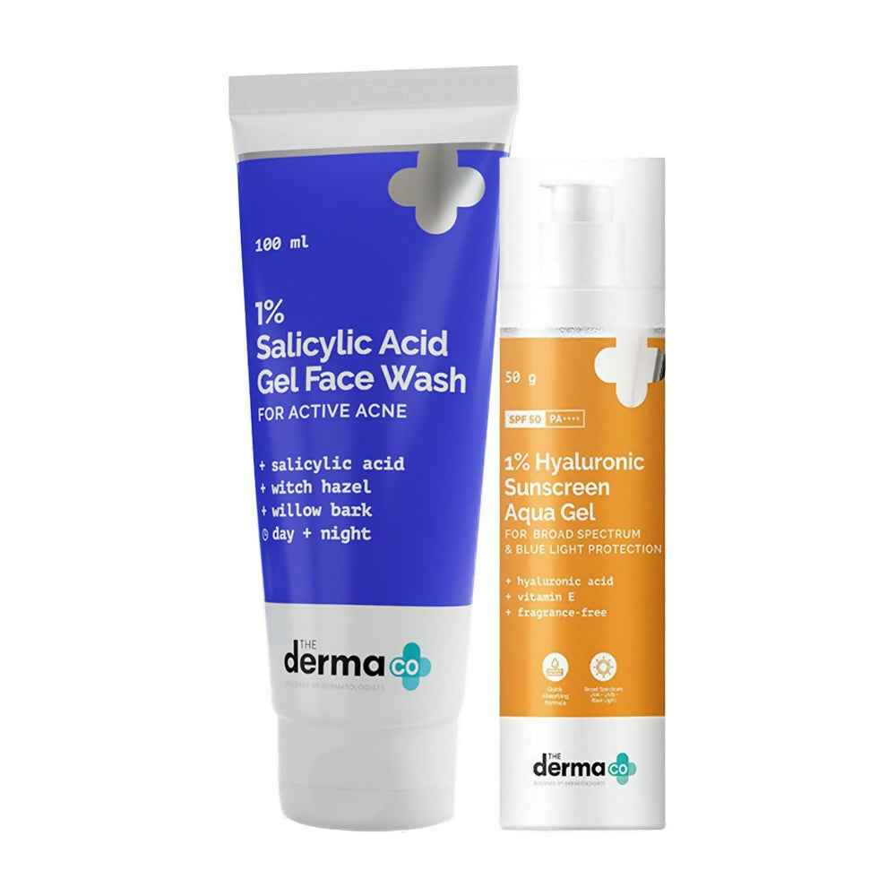 The Derma Co 1% Hyaluronic Sunscreen &amp; 2% Salicylic Face Wash Combo