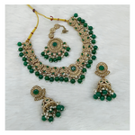 Joban Fashion Green Stone Work Necklace Set