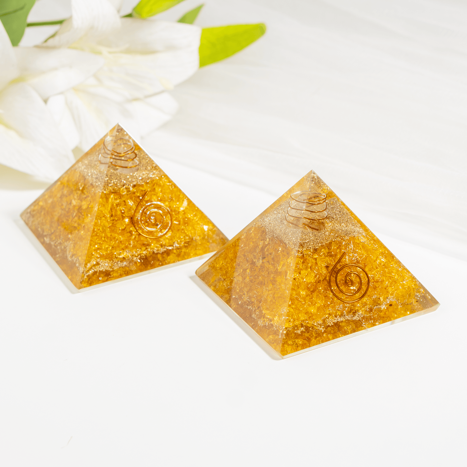 Citrine Orgone Pyramid, Crystal Energy Pyramid  DestGlow