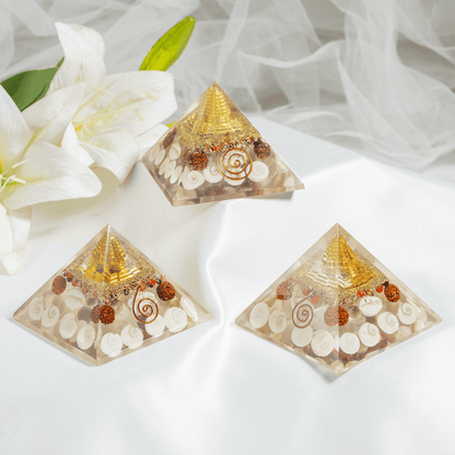 Gomti Chakra Orgone Pyramid, Healing Crystal Pyramid.  DestGlow