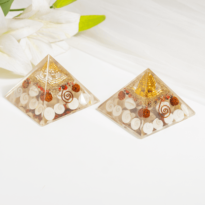 Gomti Chakra Orgone Pyramid, Healing Crystal Pyramid.  DestGlow