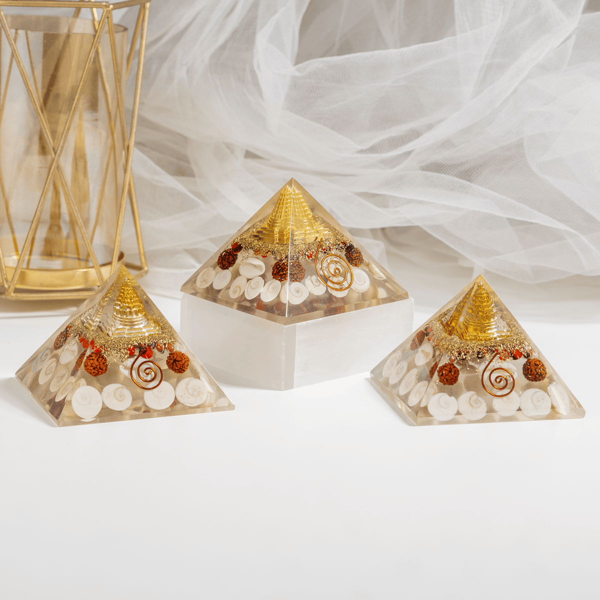 Gomti Chakra Orgone Pyramid, Healing Crystal Pyramid.  DestGlow