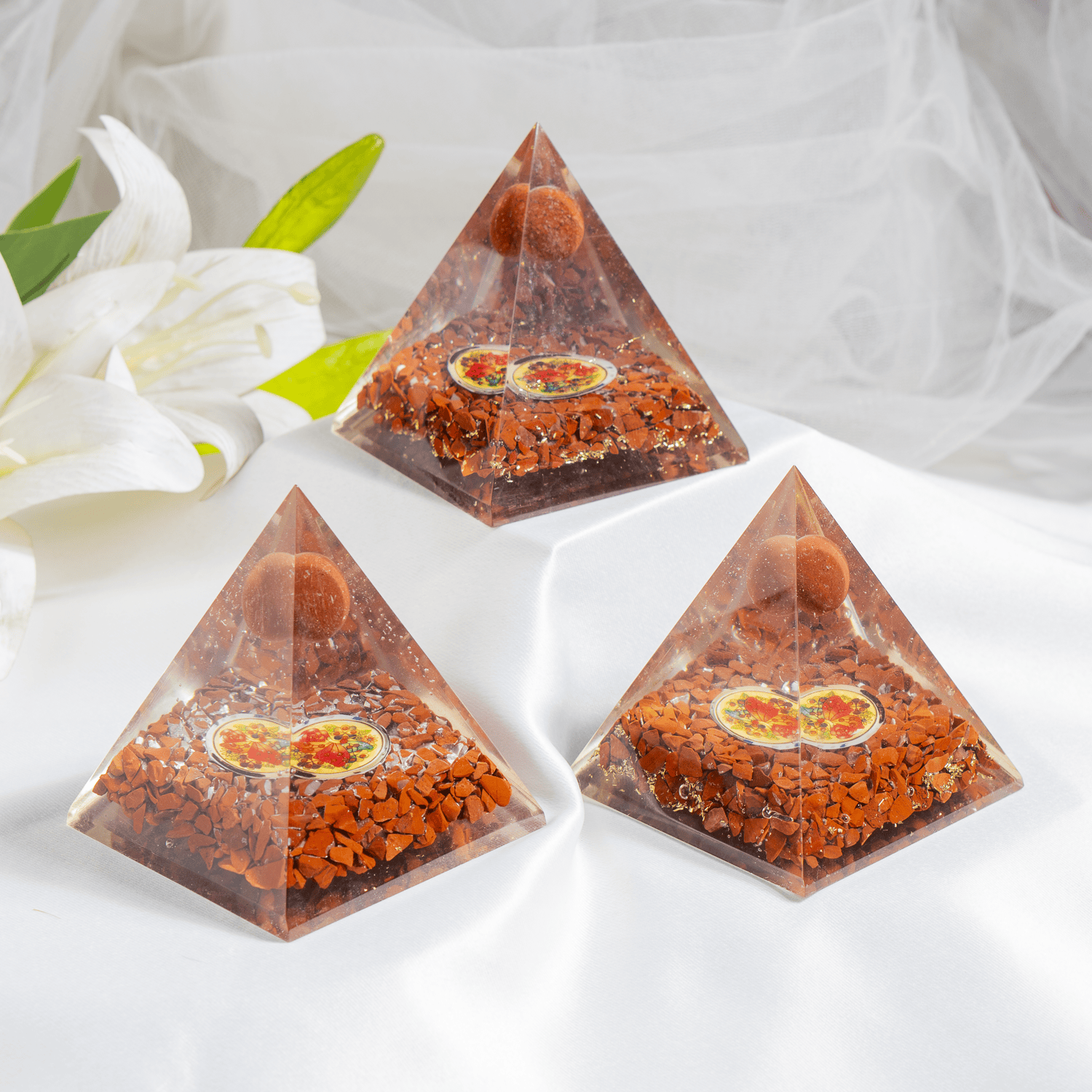 Red Jasper Orgone Pyramid, Crystal Energy Pyramid  DestGlow