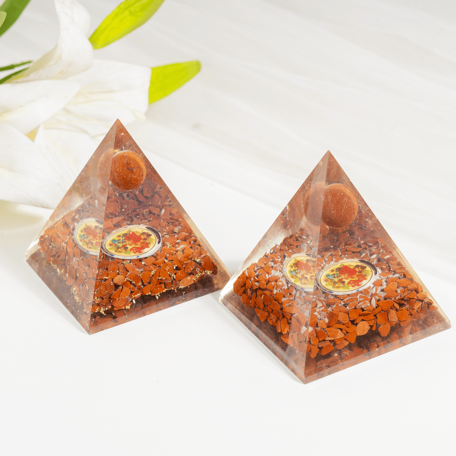 Red Jasper Orgone Pyramid, Crystal Energy Pyramid  DestGlow