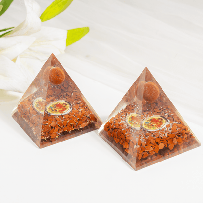 Red Jasper Orgone Pyramid, Crystal Energy Pyramid  DestGlow