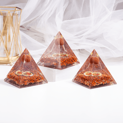 Red Jasper Orgone Pyramid, Crystal Energy Pyramid  DestGlow