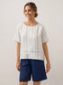 100% Linen Pleated Striped Pullover Top VIA by LINTICO