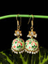 Joban Fashion Green Brass Meenakai Hand Painted Jhumka With Pachi Kundan Earring