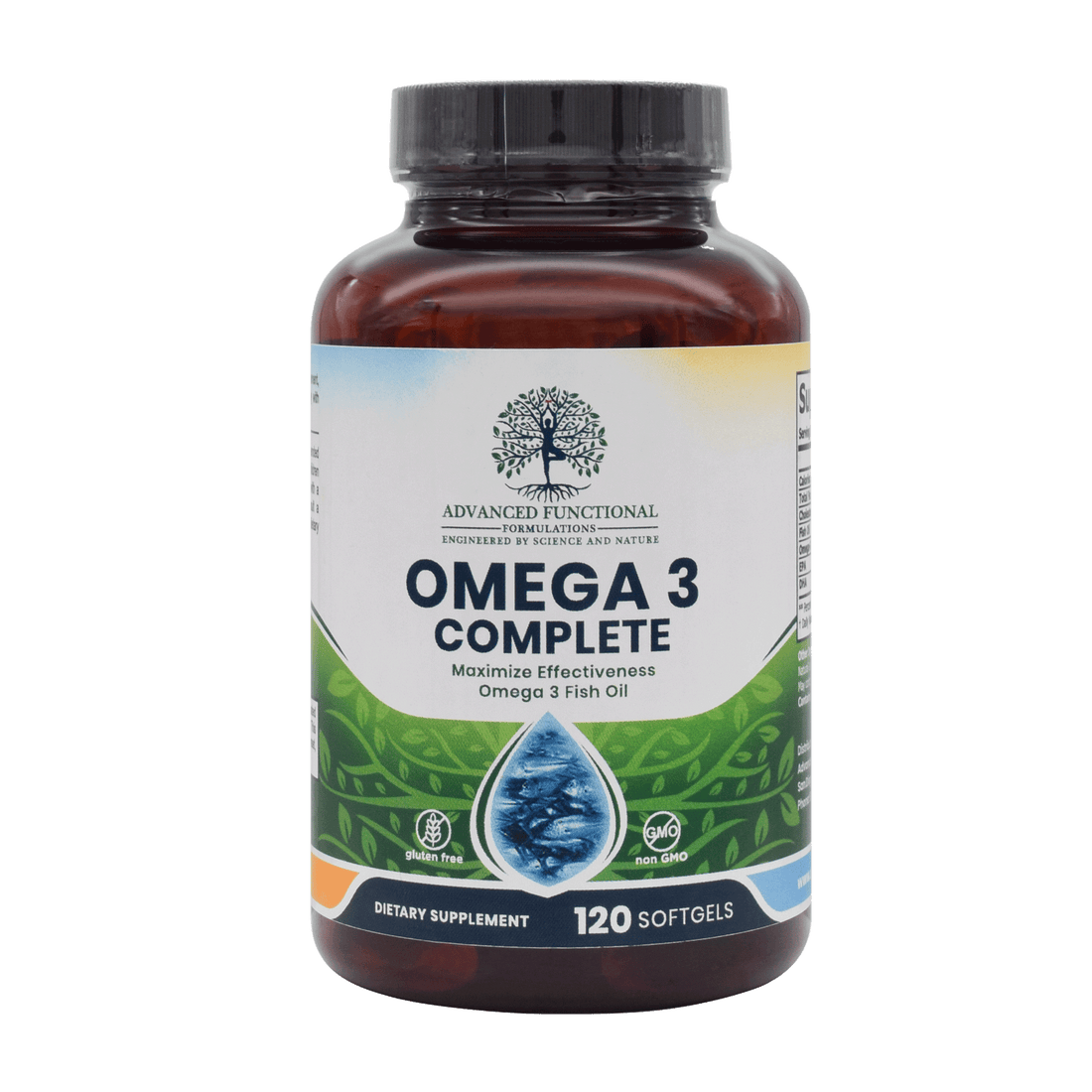 Omega 3 Complete (120 ct) (Highest potency, FDA/USA made fish oil) by Advanced Functional Medicine Supplements