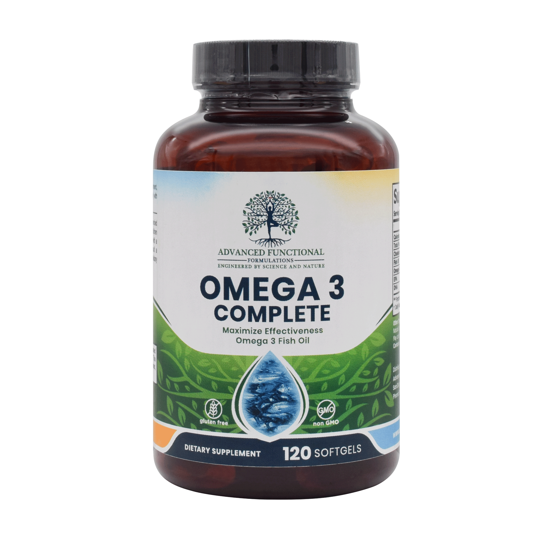 Omega 3 Complete (120 ct) (Highest potency, FDA/USA made fish oil) by Advanced Functional Medicine Supplements