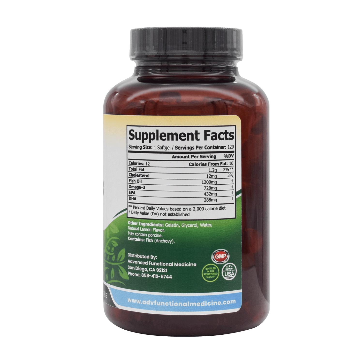 Omega 3 Complete (120 ct) (Highest potency, FDA/USA made fish oil) by Advanced Functional Medicine Supplements