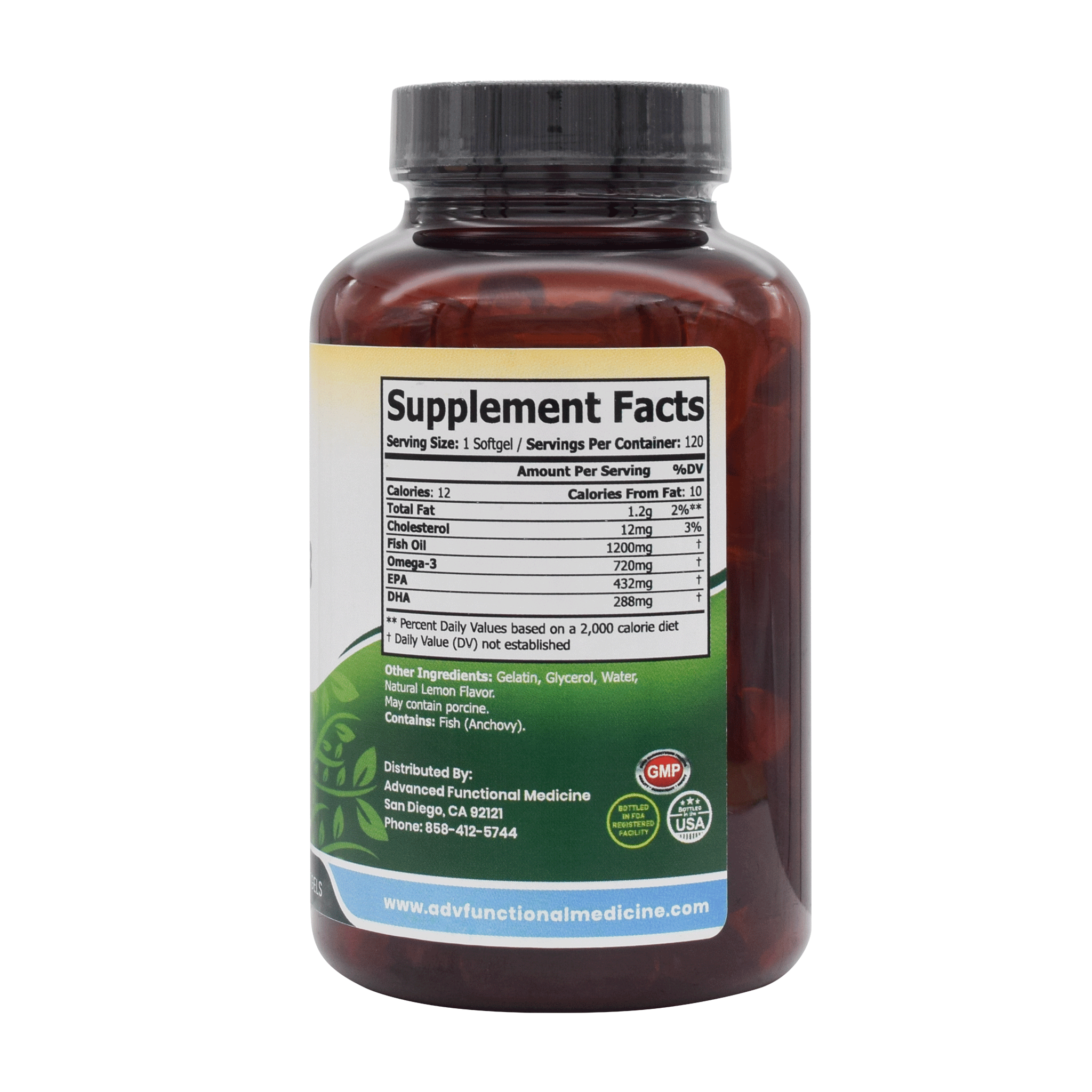 Omega 3 Complete (120 ct) (Highest potency, FDA/USA made fish oil) by Advanced Functional Medicine Supplements