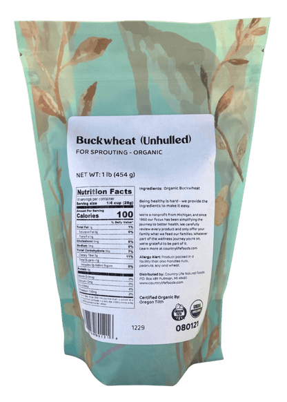 Buckwheat, Unhulled For Sprouting, Organic by Country Life Natural Foods