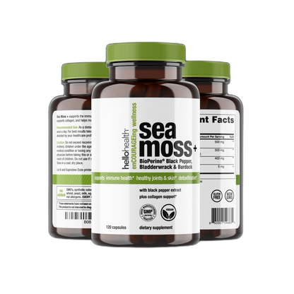 Organic Irish Sea Moss, Organic Bladderwrack, Organic Burdock &amp; Bioperine capsules