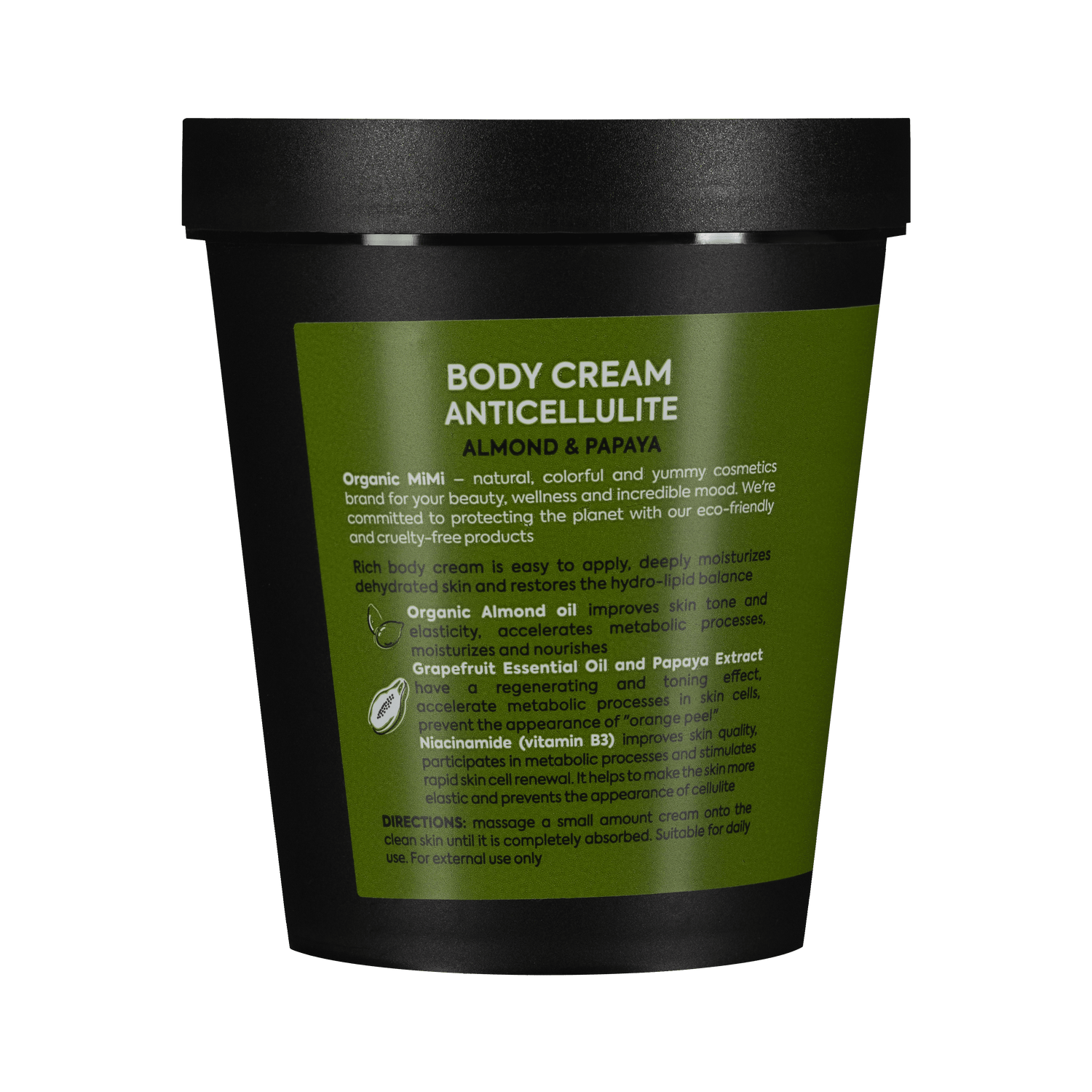 Organic Mimi, Body Cream Antiсellulite Almond &amp; Papaya, 200 ml by Damask Rose